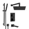 Matte Black Thermostatic Tub and Shower Faucet with Rain Shower Head and Hand Shower
